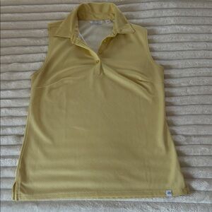 Sleeveless Lady Hagan Polo Tank Top in Pale Yellow by Lady Hagan